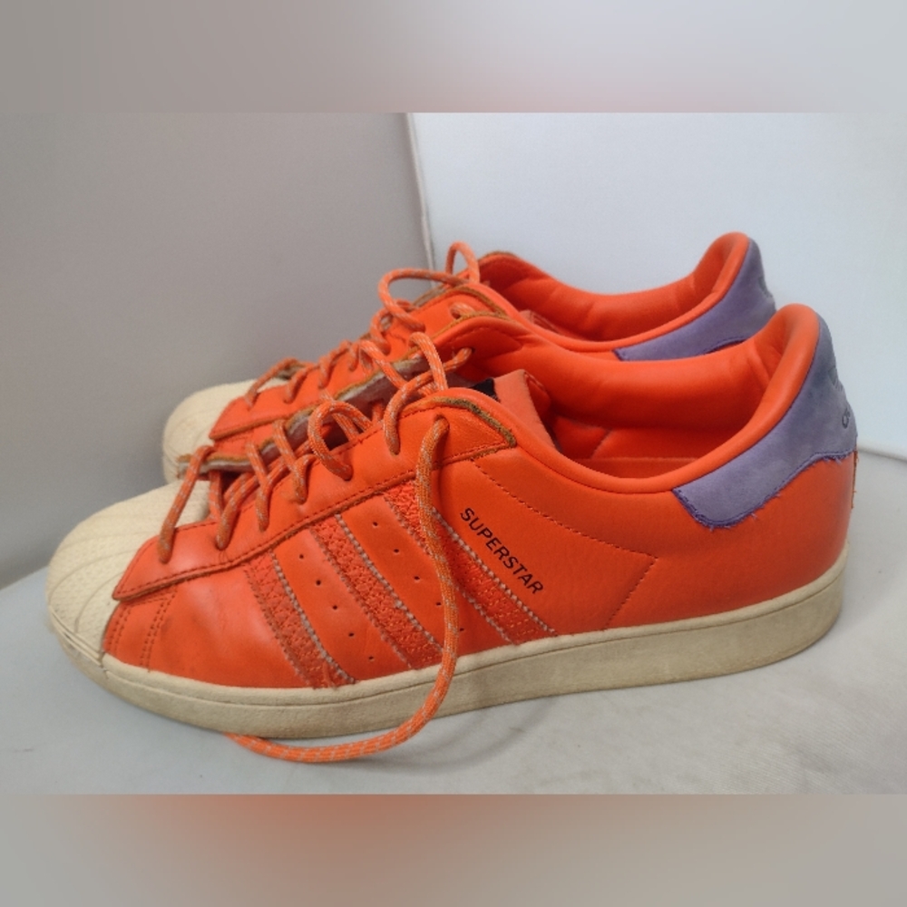 Adidas Men's Superstar Leather Shoes Sneakers 11 Orange Purple Street Wear R